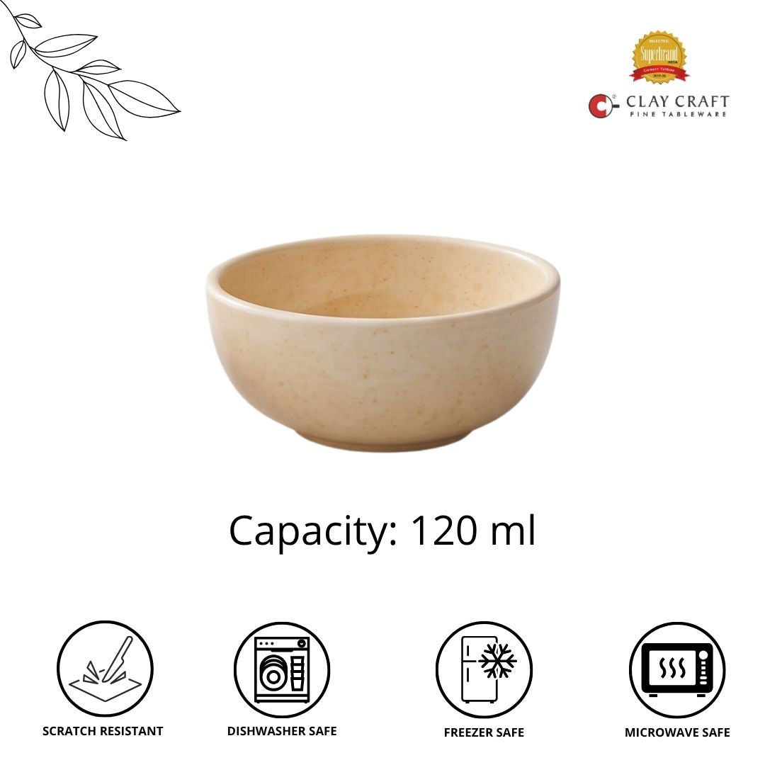 JCPL Fine Porcelain Medium Veg Bowl for Family of 6 | Peach Solid | Glossy Finish Home, Office & Gifting (6 Pieces)