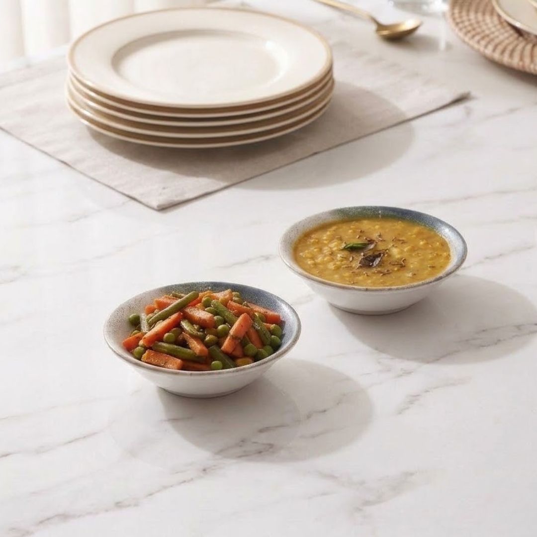 JCPL Fine Porcelain Medium Veg Bowl for Family of 6 | Coral Textures | Glossy Finish Home, Office & Gifting (6 Pieces)