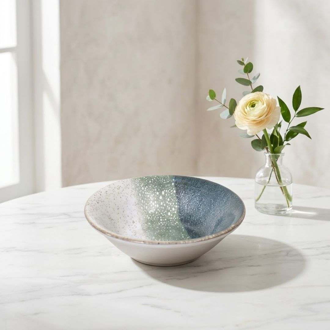 JCPL Fine Porcelain Medium Veg Bowl for Family of 6 | Coral Textures | Glossy Finish Home, Office & Gifting (6 Pieces)