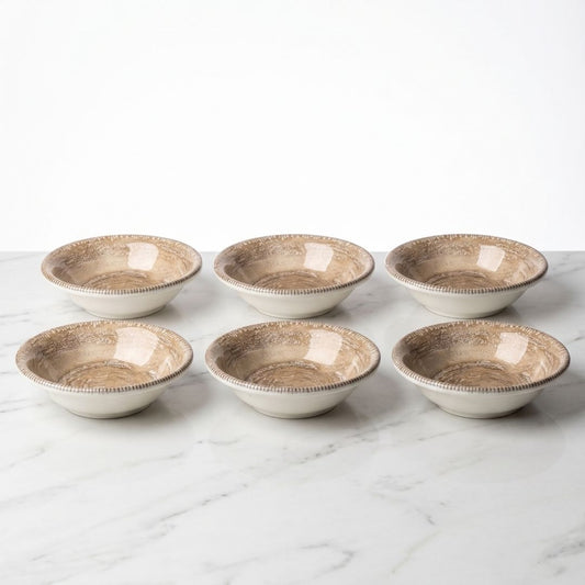 JCPL Porcelain Medium Snack Bowl, Ground Textures, Glossy Finish, 120ml, Set of 6
