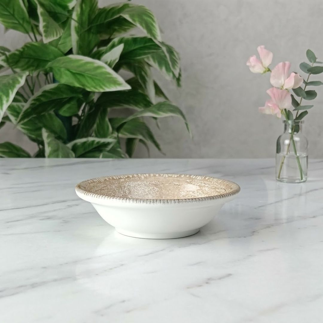 JCPL Fine Porcelain Medium Veg Bowl for Family of 6 | Ground Textures | Glossy Finish Home, Office & Gifting (6 Pieces)