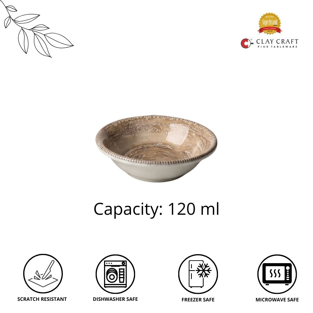 JCPL Fine Porcelain Medium Veg Bowl for Family of 6 | Ground Textures | Glossy Finish Home, Office & Gifting (6 Pieces)