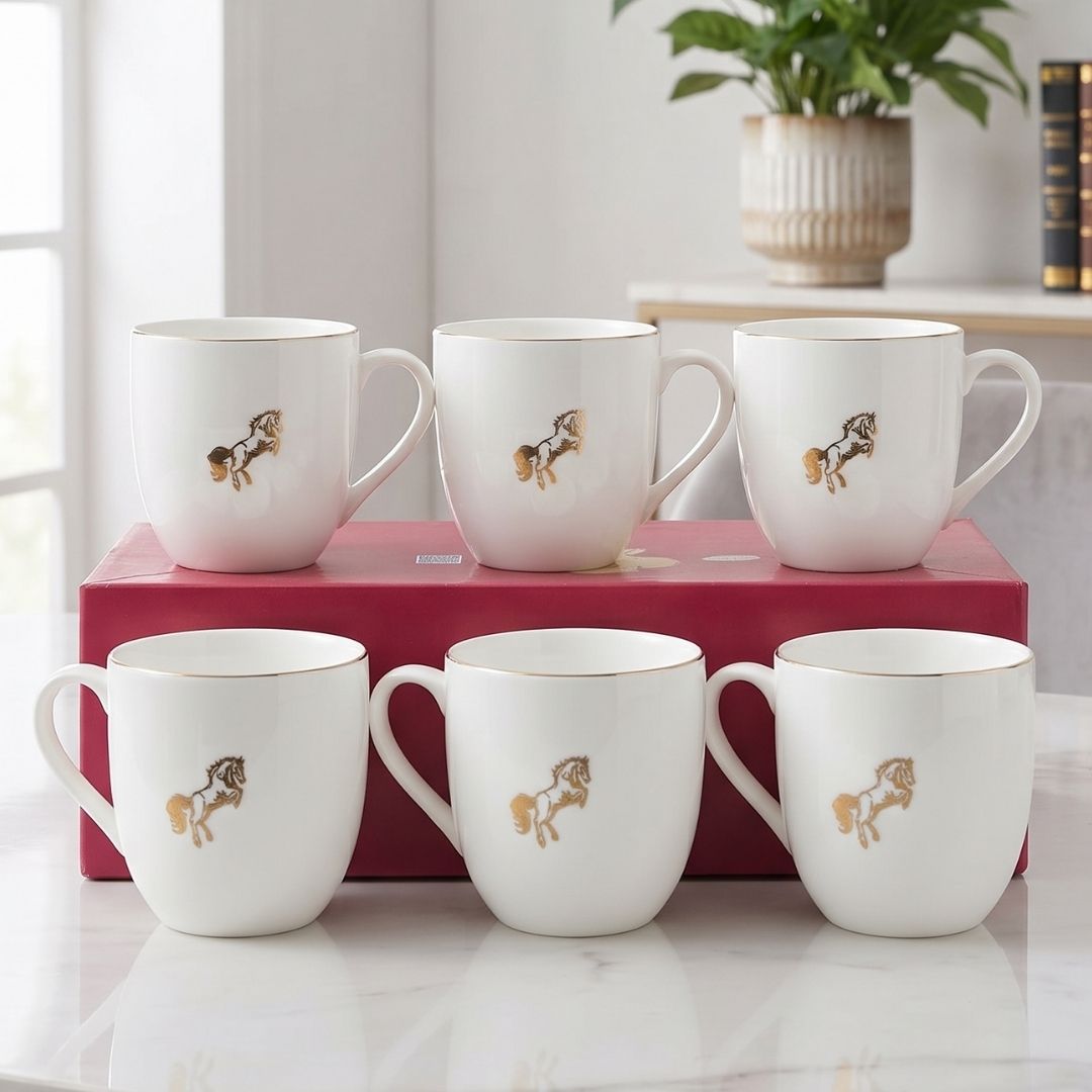 JCPL Oscar Clark Chetak Tea & Coffee Mugs, Set of 6, 180 ml