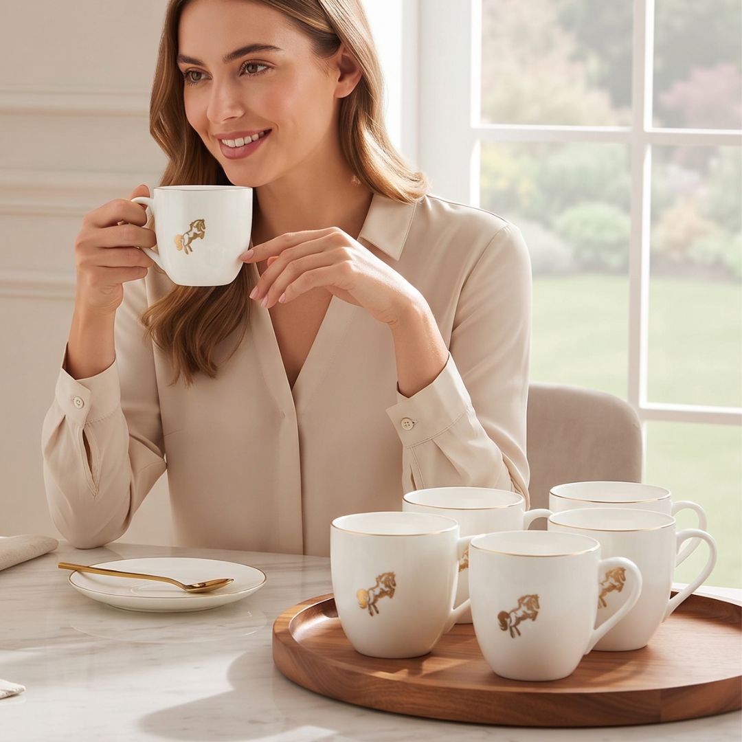 JCPL Oscar Clark Chetak Tea & Coffee Mugs, Set of 6, 180 ml