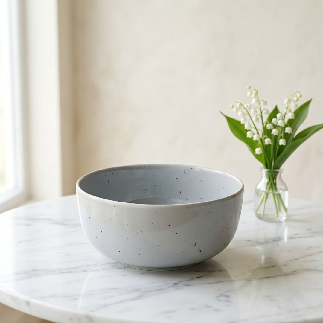 JCPL Fine Porcelain Serving Bowl for Family of 2 Green Solid Matte Finish 750ml, (2 Pieces)