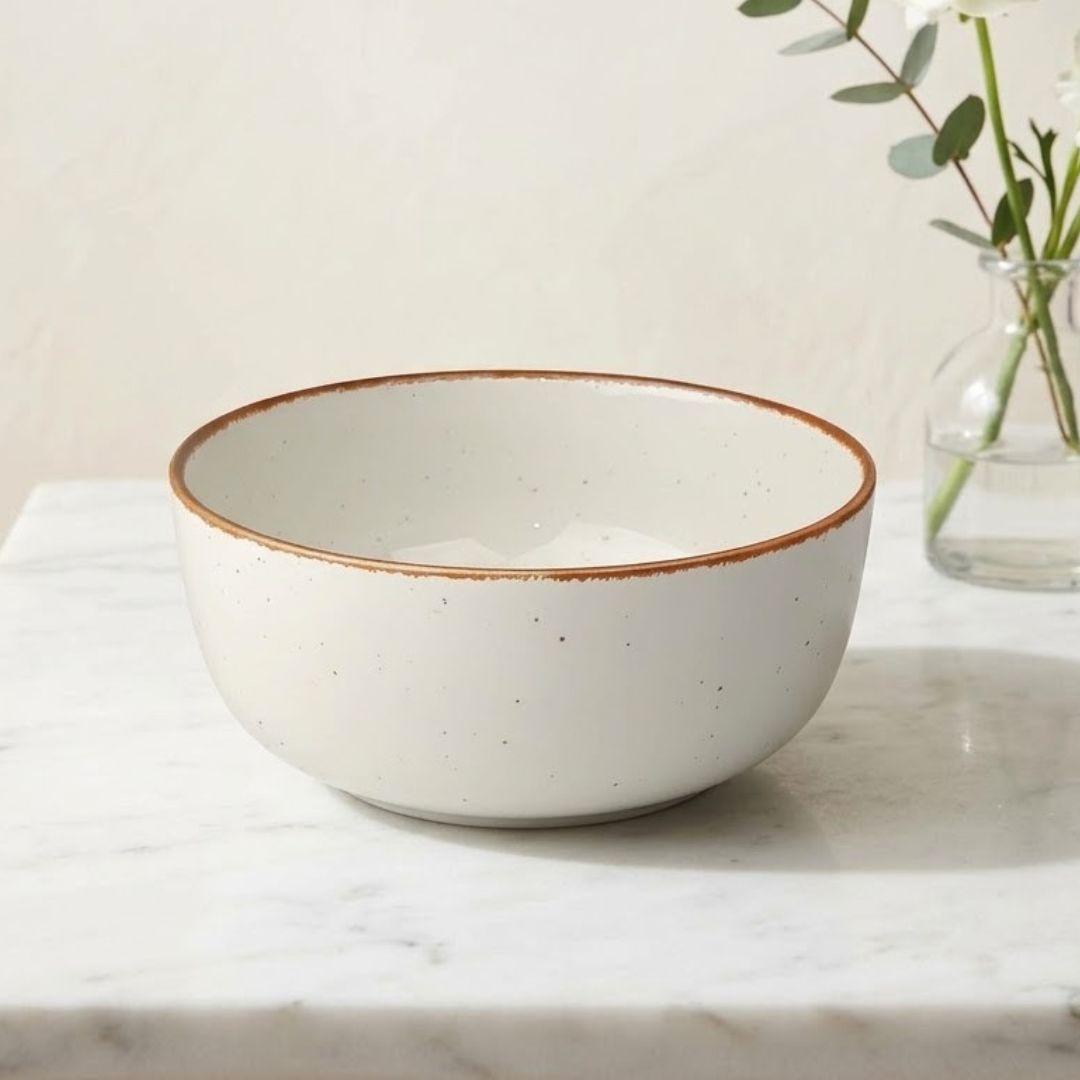JCPL Fine Porcelain Serving Bowl for Family of 2 Green Solid Matte Finish 750ml, (2 Pieces)
