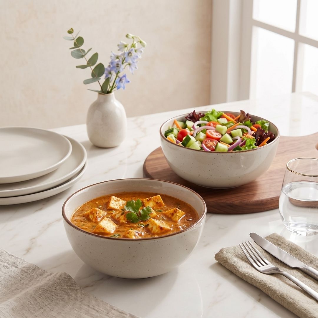 JCPL Fine Porcelain Serving Bowl (600 ml) for Family of 2 Smoke Solid Glossy Finish 300ml, (2 Pieces)