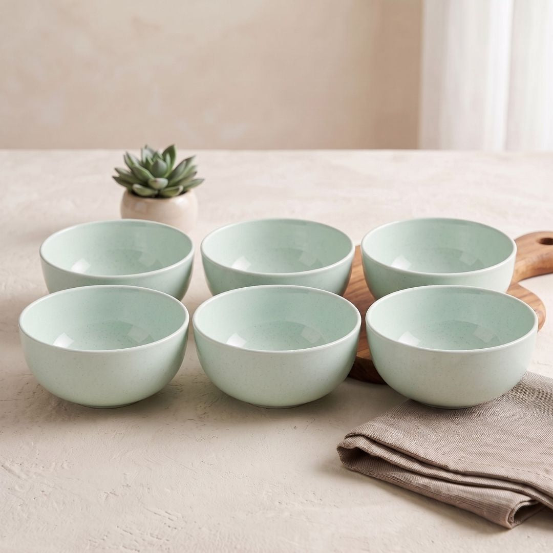JCPL Fine Porcelain Serving Bowl for Family of 6 | Blue Solid | Glossy Finish Home, Office & Gifting (6 Pieces)