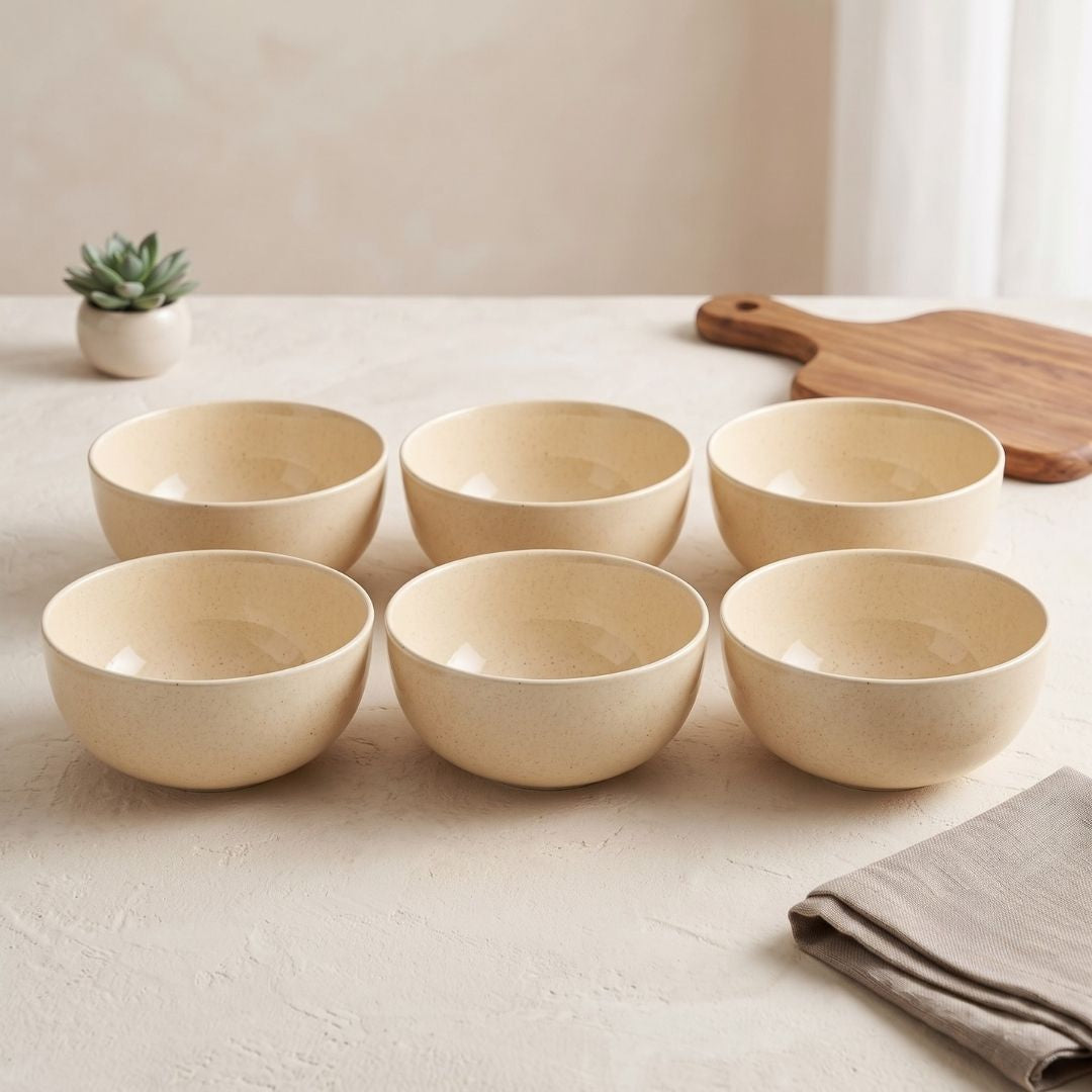 JCPL Fine Porcelain Serving Bowl for Family of 6 | Blue Solid | Glossy Finish Home, Office & Gifting (6 Pieces)