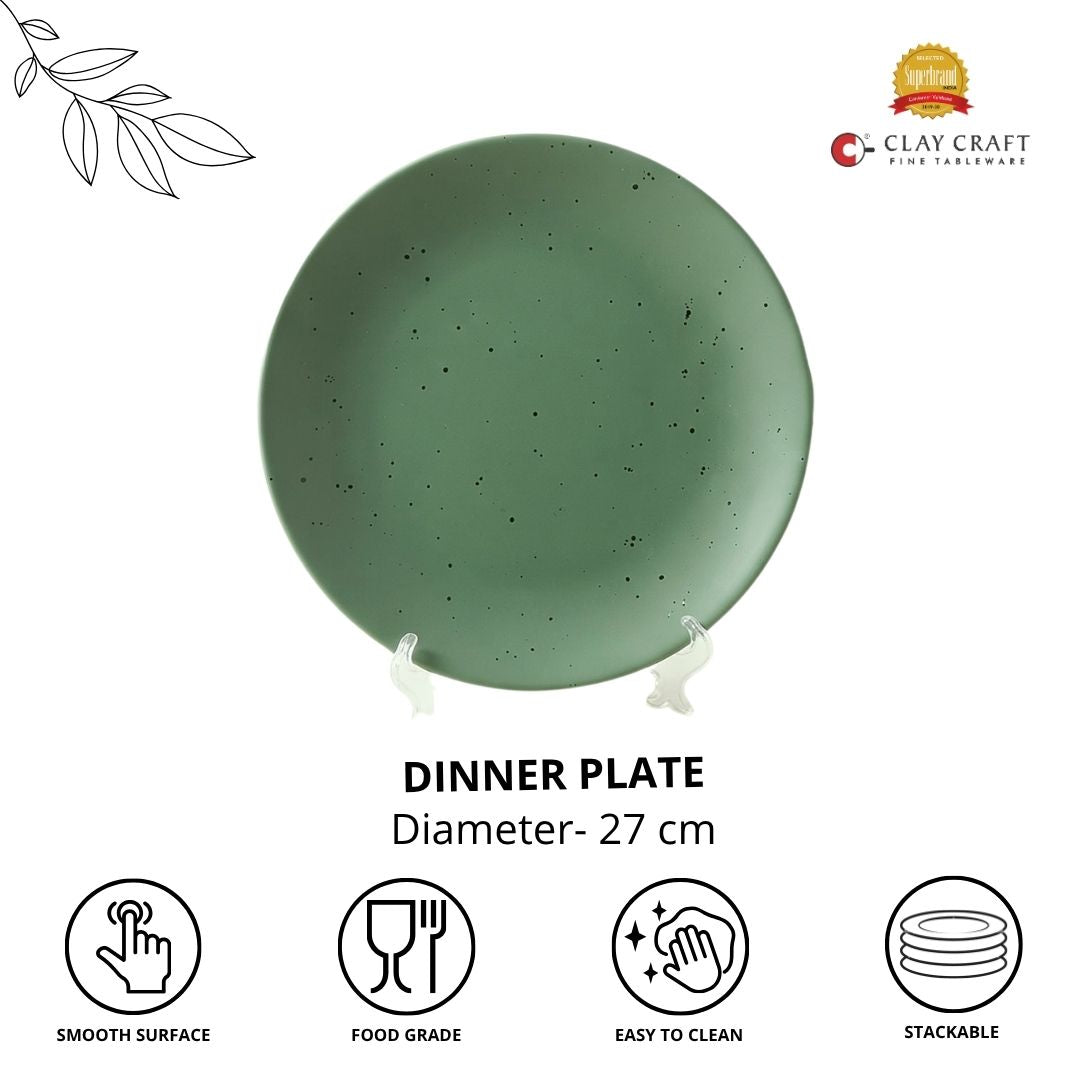 JCPL Fine Porcelain 10.5" Dinner Plates for family of 4 Solid Matte Finish, (4 Pieces)