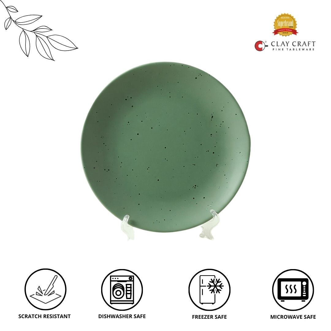 JCPL Fine Porcelain 10.5" Dinner Plates for family of 4 Solid Matte Finish, (4 Pieces)