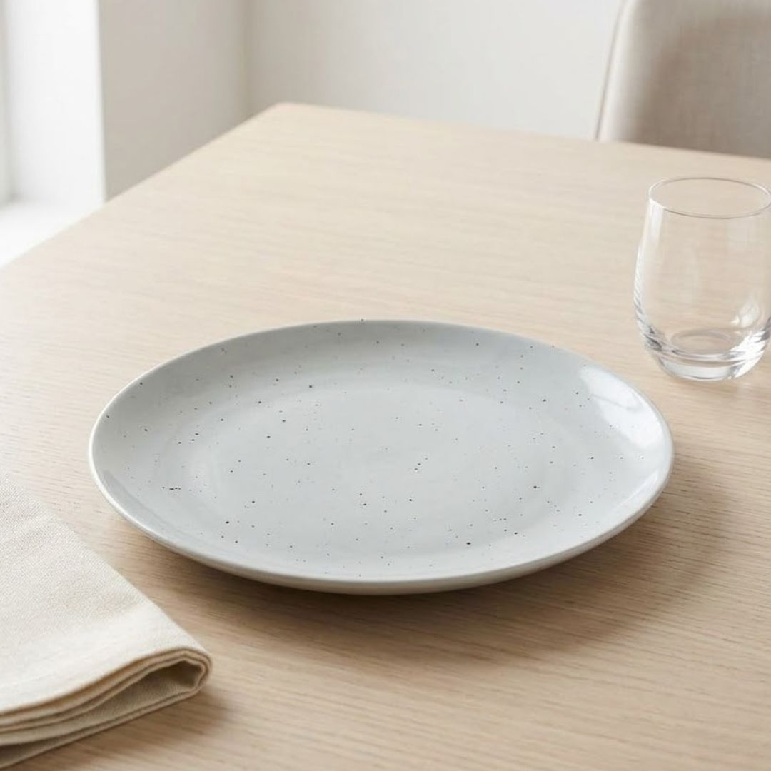 JCPL Fine Porcelain 10.5" Dinner Plates for family of 4 Solid Matte Finish, (4 Pieces)