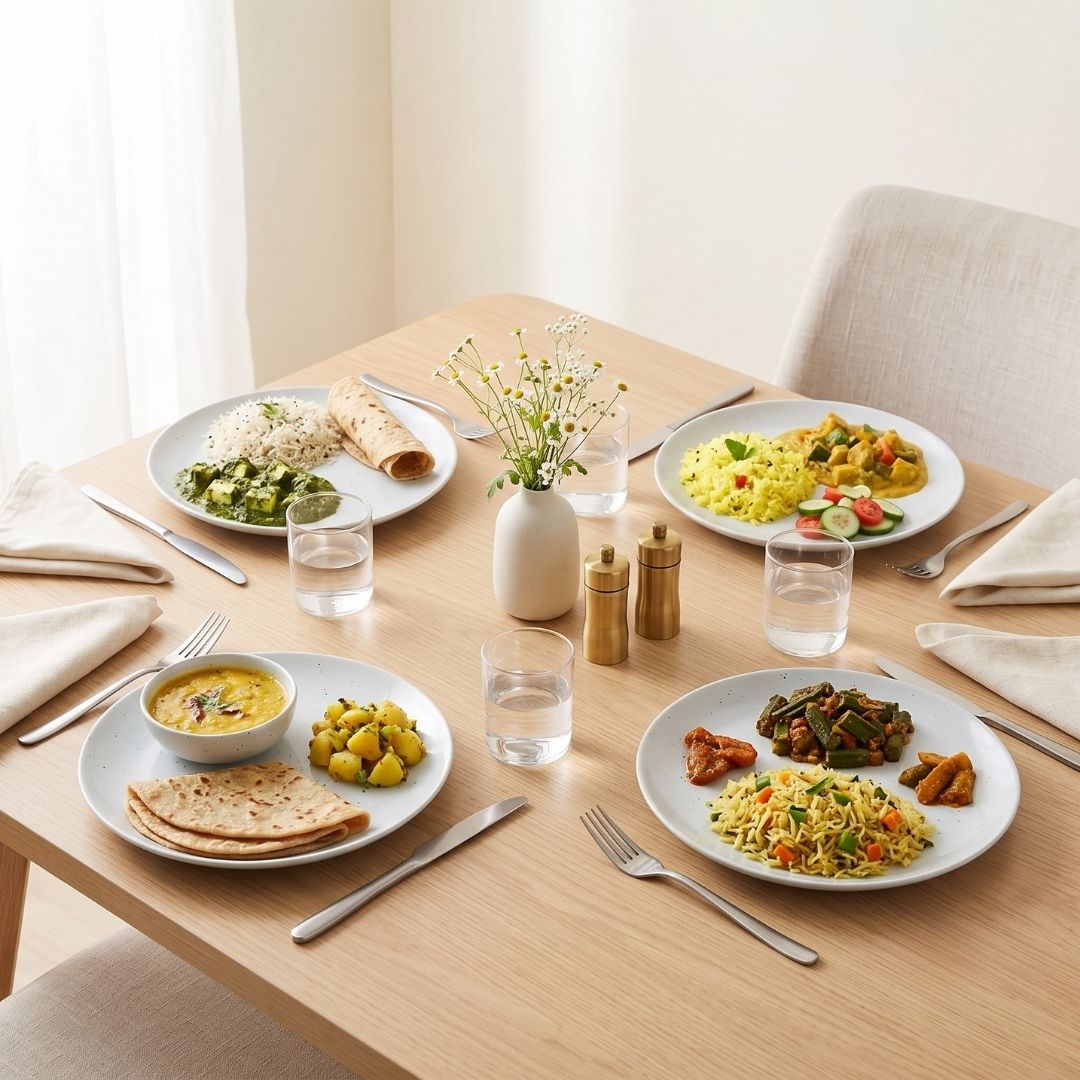 JCPL Fine Porcelain 10.5" Dinner Plates for family of 4 Solid Matte Finish, (4 Pieces)