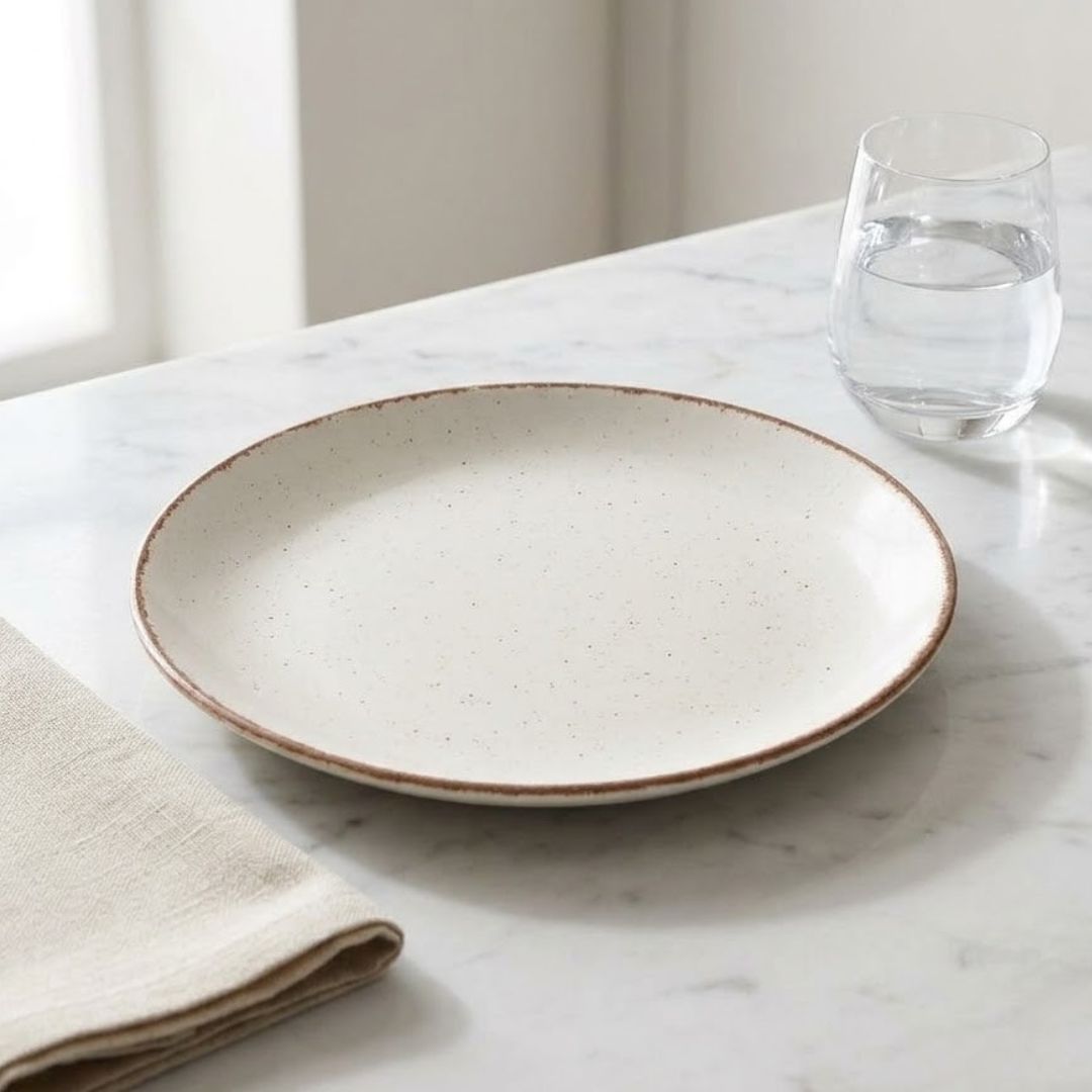 JCPL Fine Porcelain 10.5" Dinner Plates for family of 4 Solid Matte Finish, (4 Pieces)
