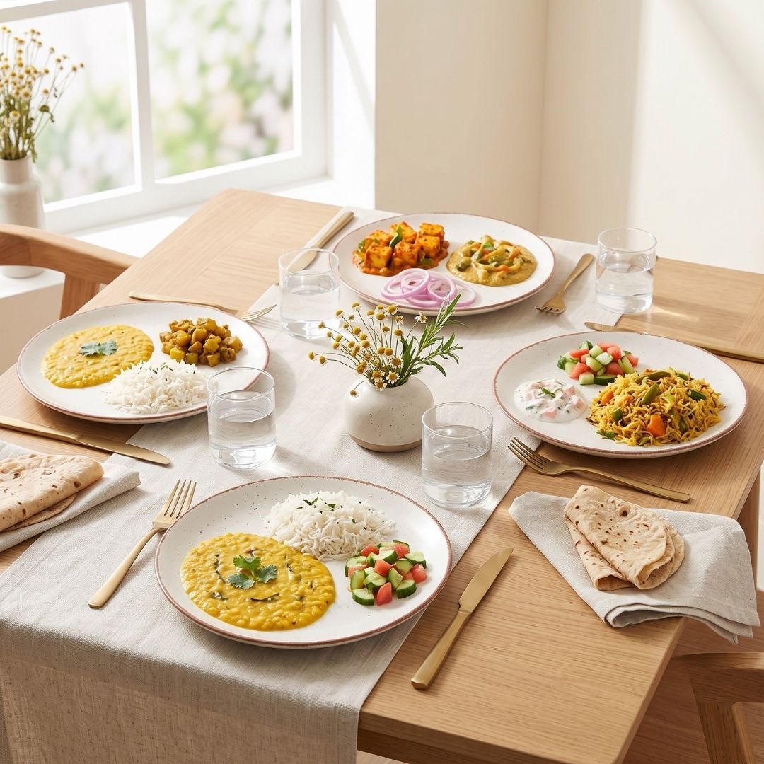 JCPL Fine Porcelain 10.5" Dinner Plates for family of 4 Solid Matte Finish, (4 Pieces)
