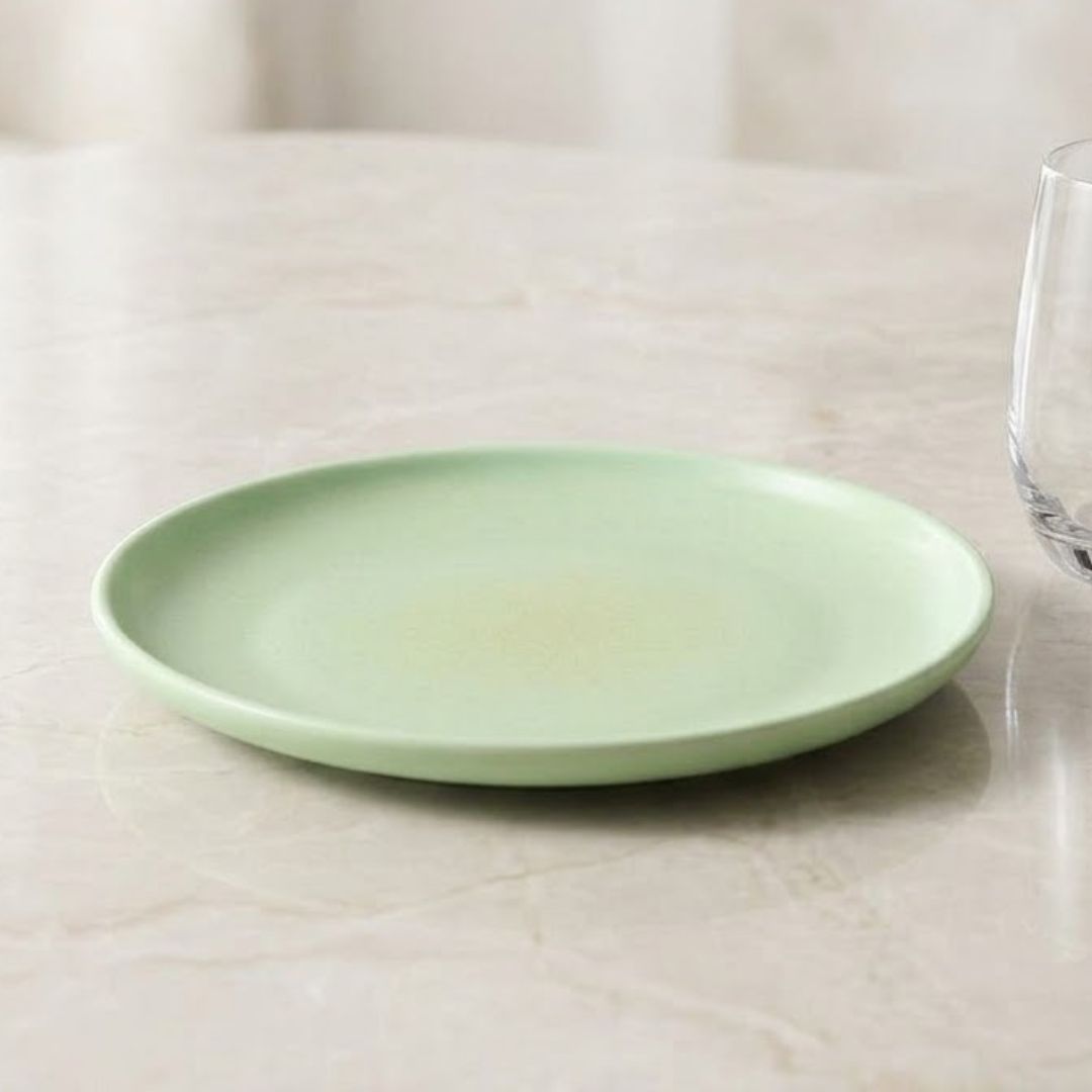 JCPL Porcelain 10.5" Dinner Plates Set for Family of 4 Blue Solid Glossy Finish, (4 Pieces)