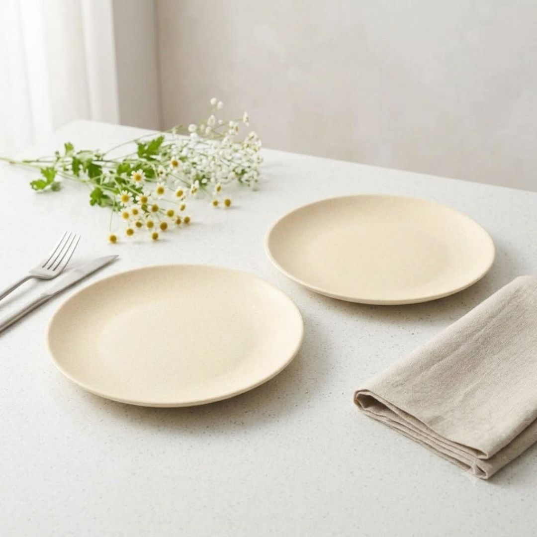 JCPL Porcelain 10.5" Dinner Plates Set for Family of 4 Blue Solid Glossy Finish, (4 Pieces)