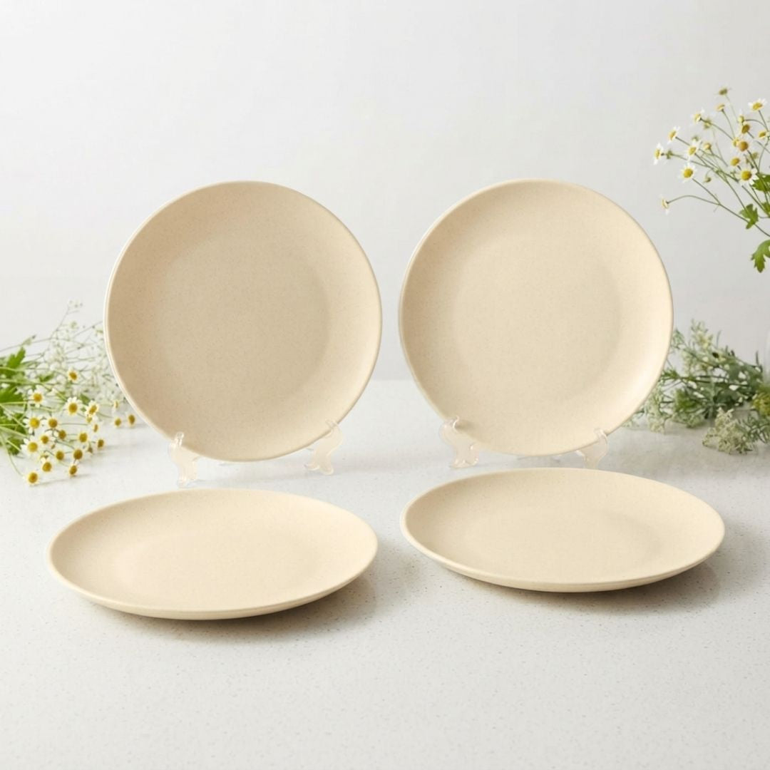 JCPL Porcelain 10.5" Dinner Plates Set for Family of 4 Blue Solid Glossy Finish, (4 Pieces)
