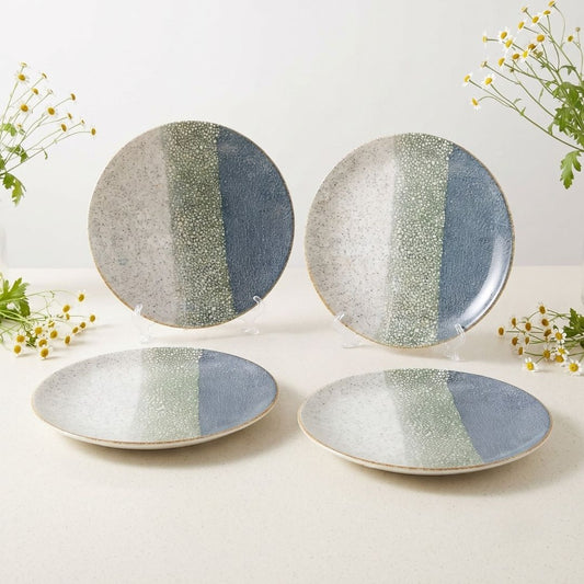 JCPL Porcelain 10.5" Dinner Plates, Coral Textures, Glossy Finish, Set of 4