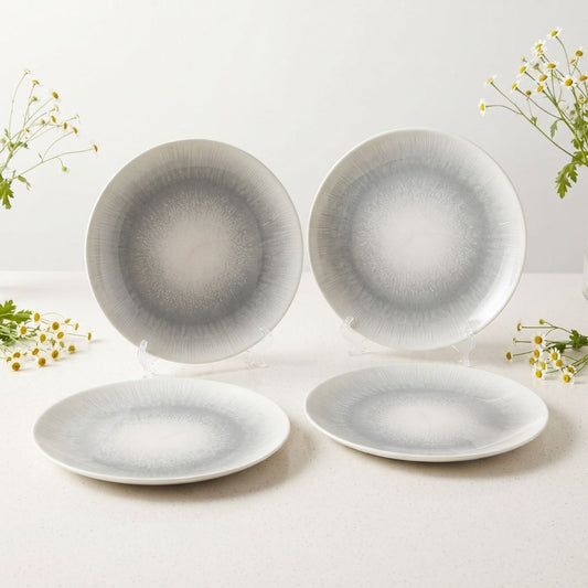 JCPL Porcelain 10.5" Dinner Plates, Sway Textures, Glossy Finish, Set of 4