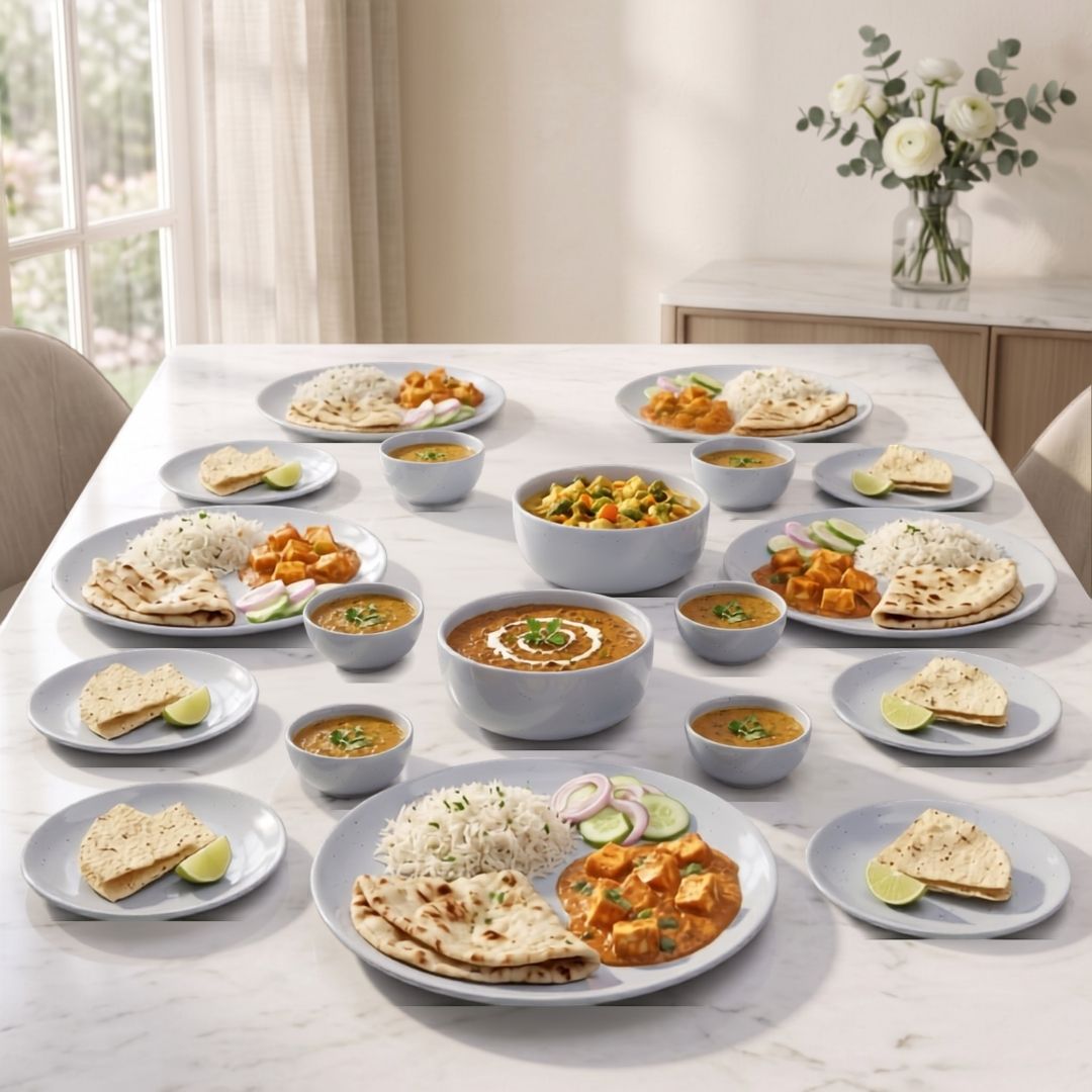 JCPL Porcelain Dinner Set of 20, Grey Solid, Glossy Finish, For Family of 6