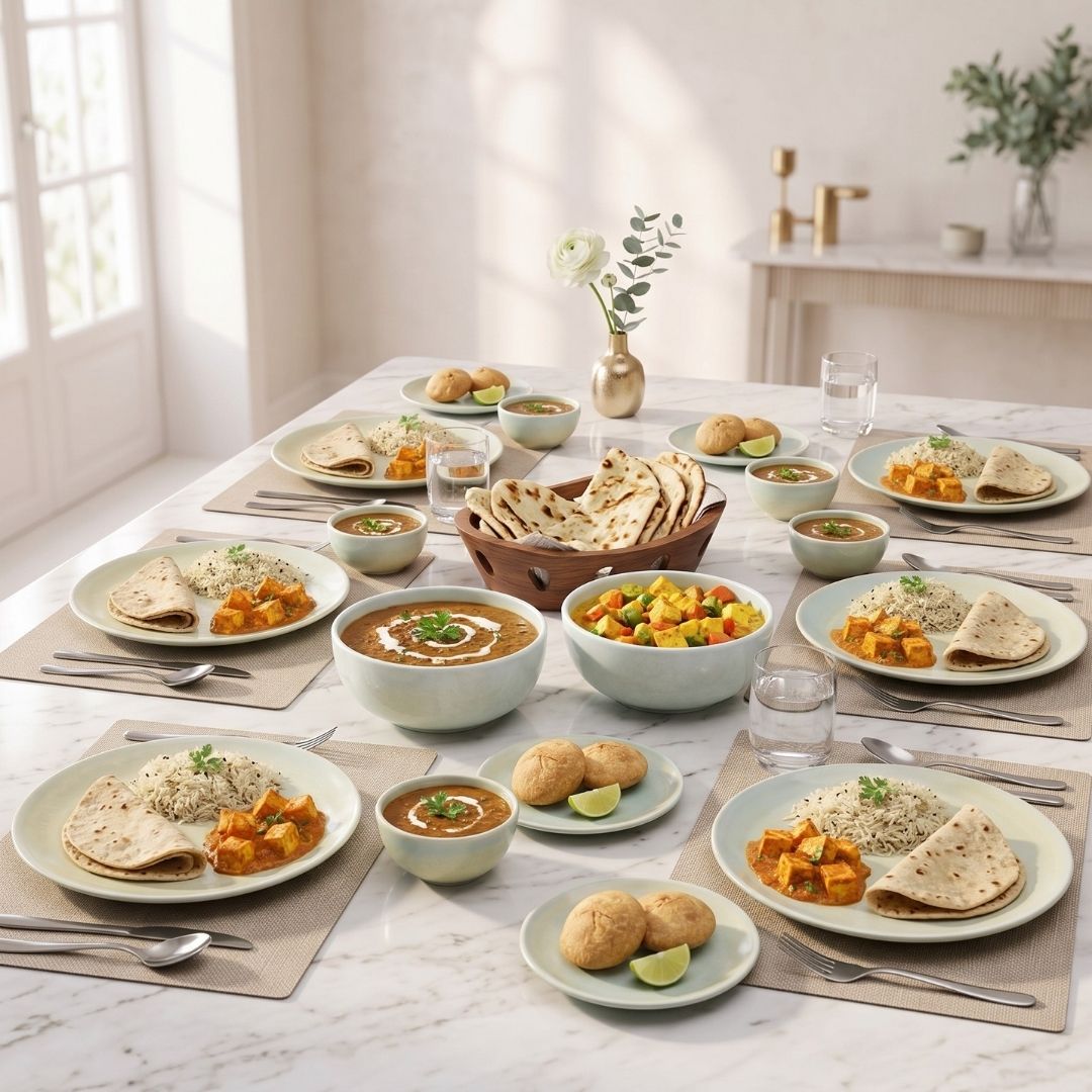 JCPL Porcelain Dinner Set of 20, Forest Green Solid, Glossy Finish, For Family of 6