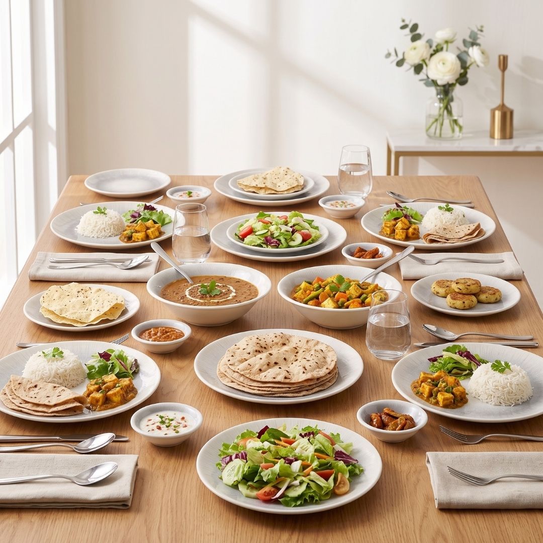 JCPL Porcelain Dinner Set of 20, Sway Textures, Glossy Finish, For Family of 6