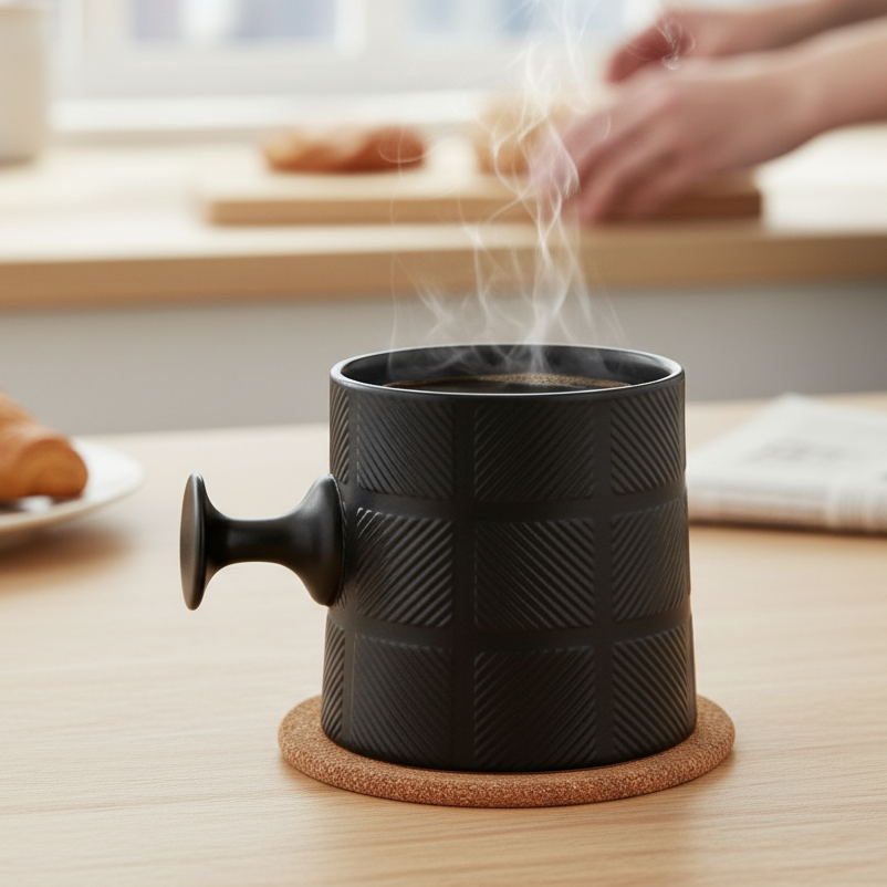 JCPL Bold Checkmate Milk & Coffee Mugs, 1 Pcs, Black