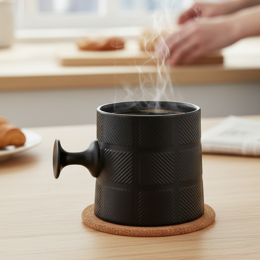 JCPL Bold Checkmate Milk & Coffee Mugs, 1 Pcs, Black