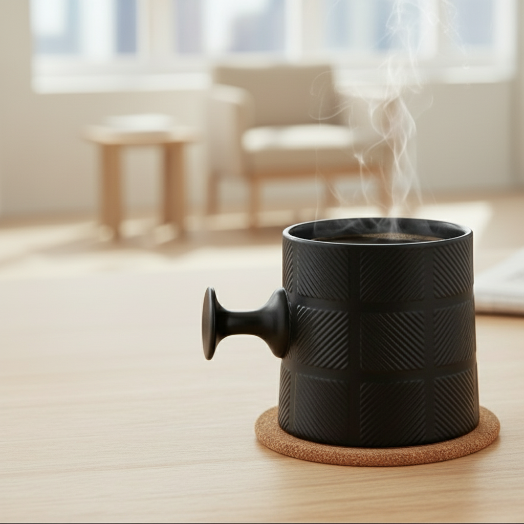 JCPL Bold Checkmate Milk & Coffee Mugs, 1 Pcs, Black