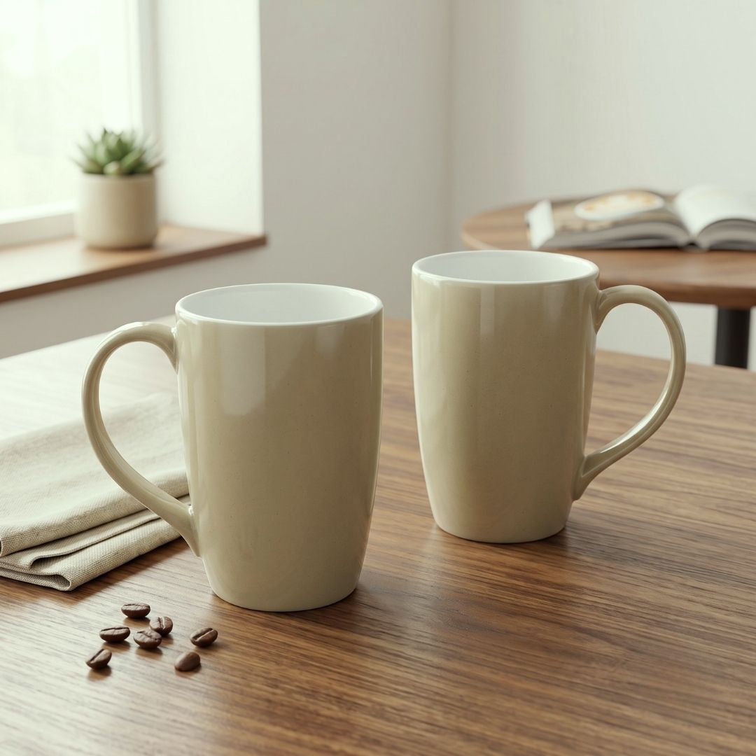 JCPL Porcelain Milk & Coffee Mug (Set of 2) Textures Aroma Glossy Finish Mug for Home, Office & Gifting, 270 ml