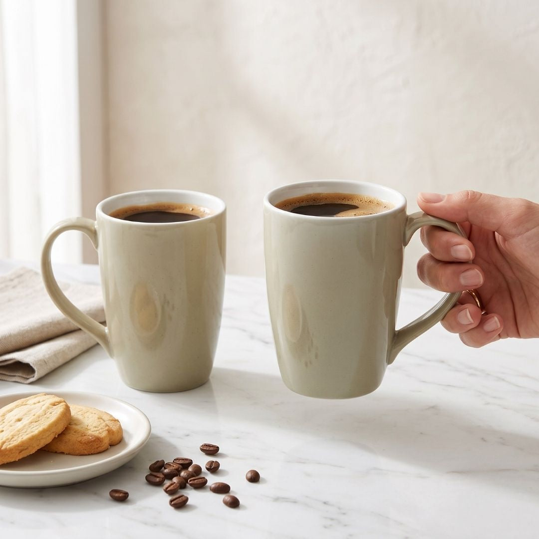 JCPL Porcelain Milk & Coffee Mug (Set of 2) Textures Aroma Glossy Finish Mug for Home, Office & Gifting, 270 ml