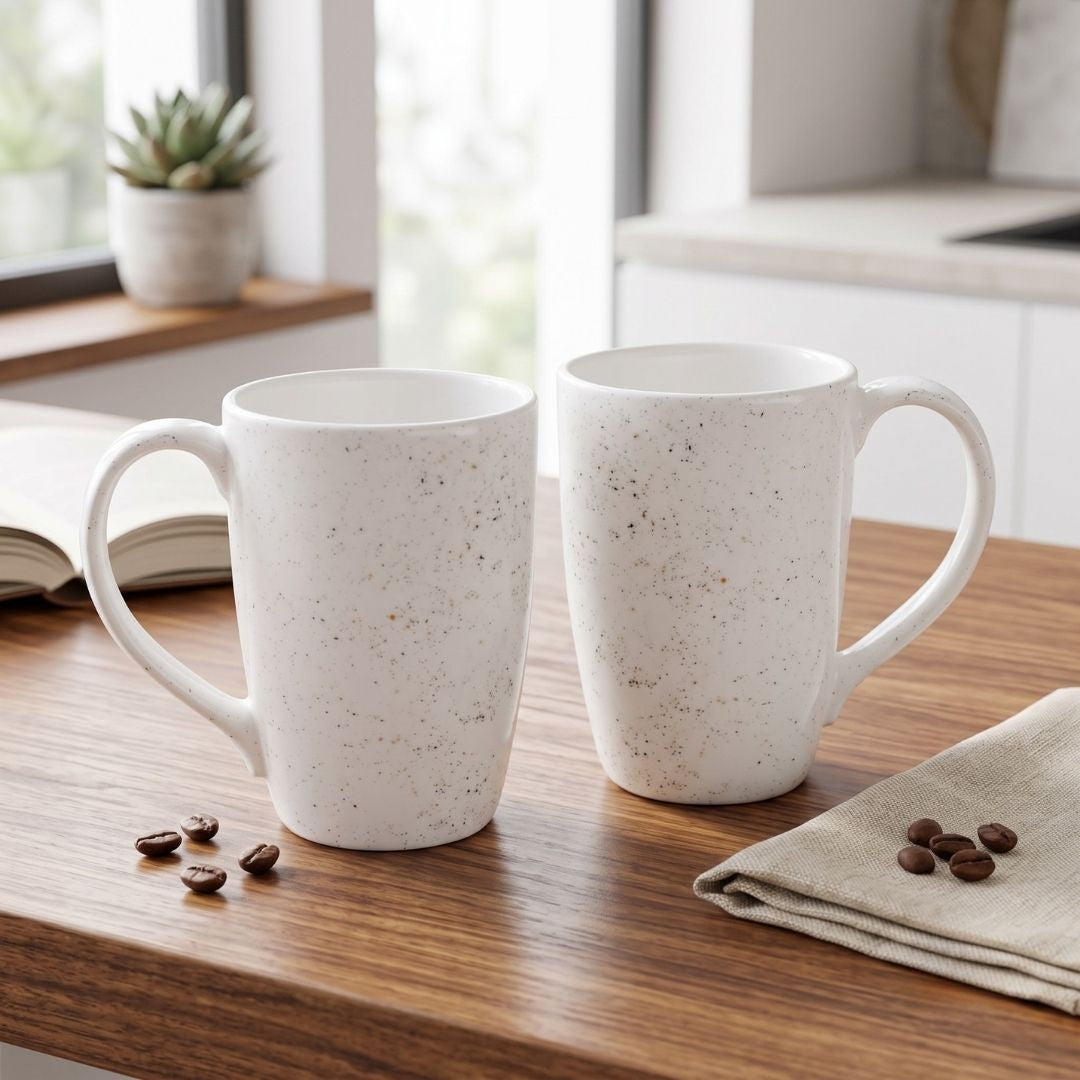 JCPL Porcelain Coffee Mug (Set of 2) Textures Coral Glossy Finish Mug for Home, Office & Gifting, 270 ml