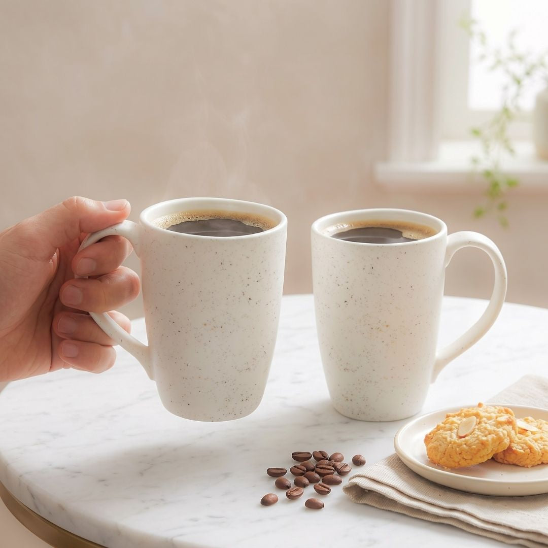 JCPL Porcelain Coffee Mug (Set of 2) Textures Coral Glossy Finish Mug for Home, Office & Gifting, 270 ml
