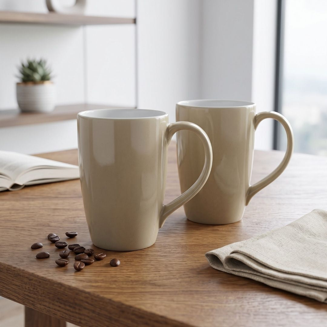 JCPL Porcelain Coffee Mug (Set of 2) Textures Ground Glossy Finish Mug for Home, Office & Gifting, 270 ml
