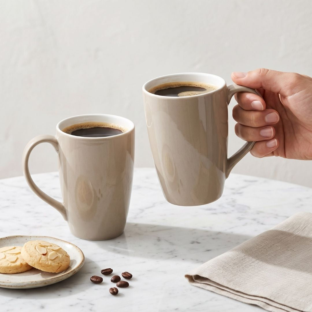JCPL Porcelain Coffee Mug (Set of 2) Textures Ground Glossy Finish Mug for Home, Office & Gifting, 270 ml