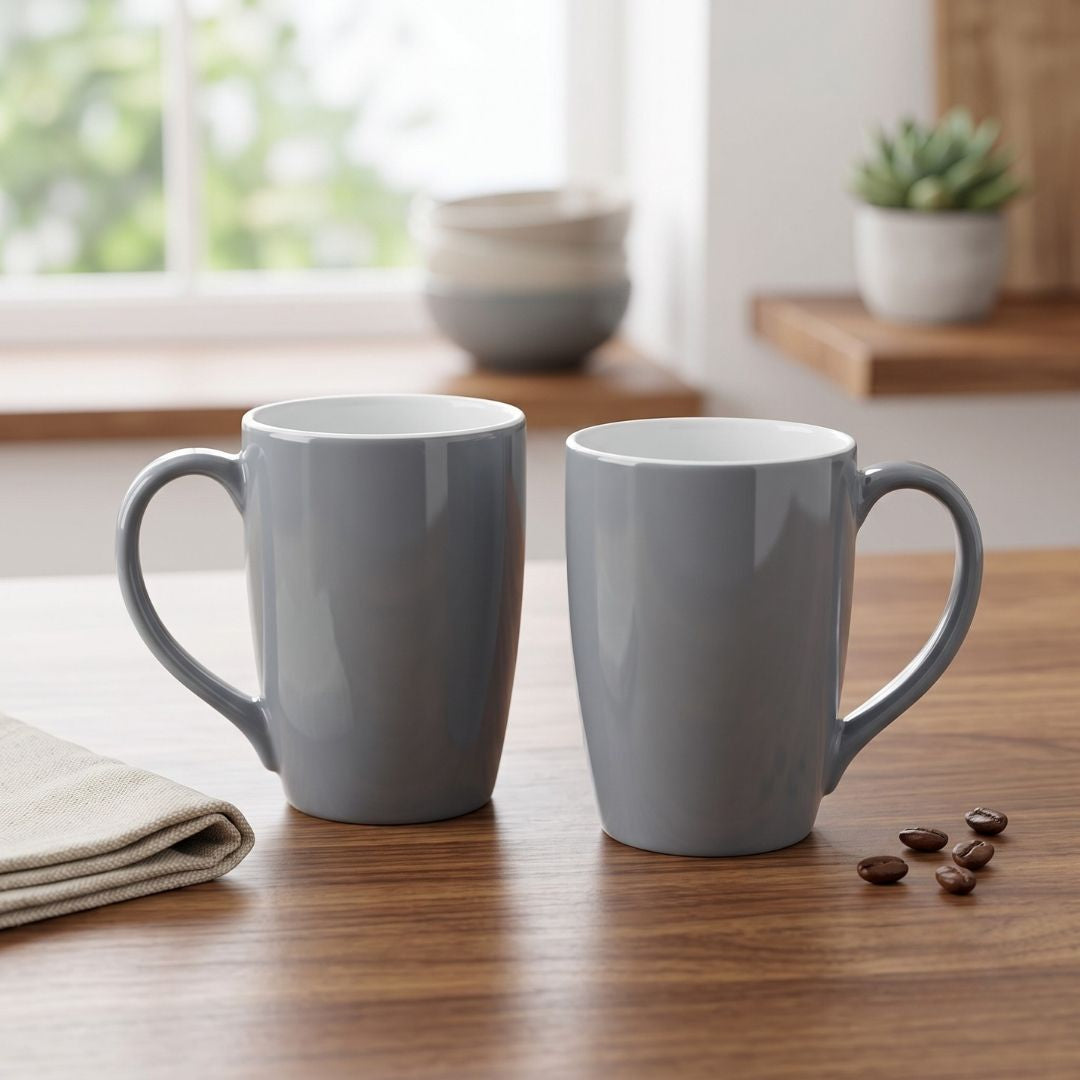 JCPL Porcelain Coffee Mug (Set of 2) Textures Sway Glossy Finish Mug for Home, Office & Gifting, 270 ml