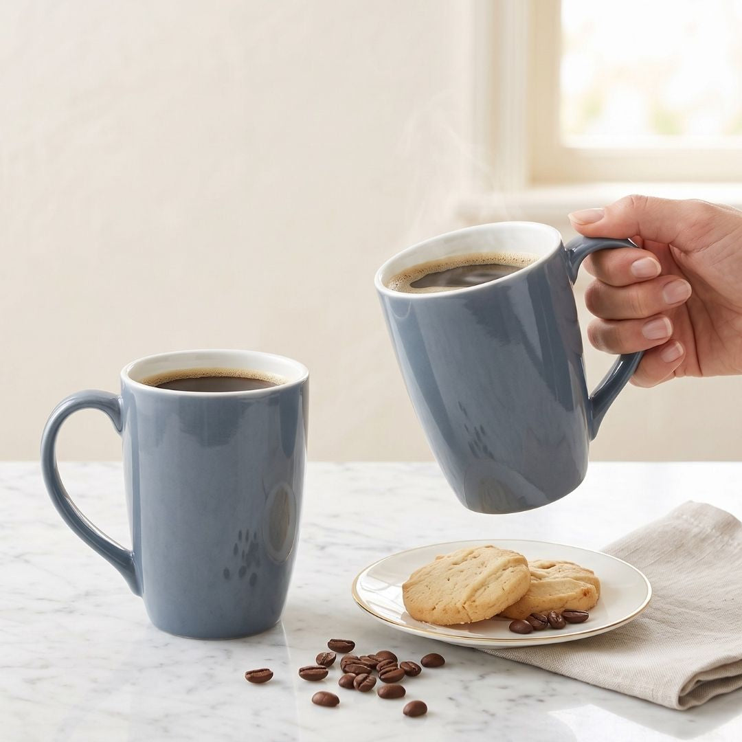 JCPL Porcelain Coffee Mug (Set of 2) Textures Sway Glossy Finish Mug for Home, Office & Gifting, 270 ml