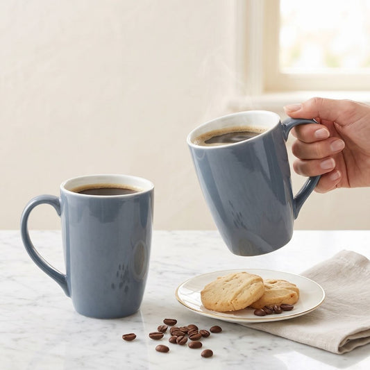 JCPL Porcelain Coffee & Milk Mug, Textures Sway, Glossy Finish, 270 ml, Set of 2