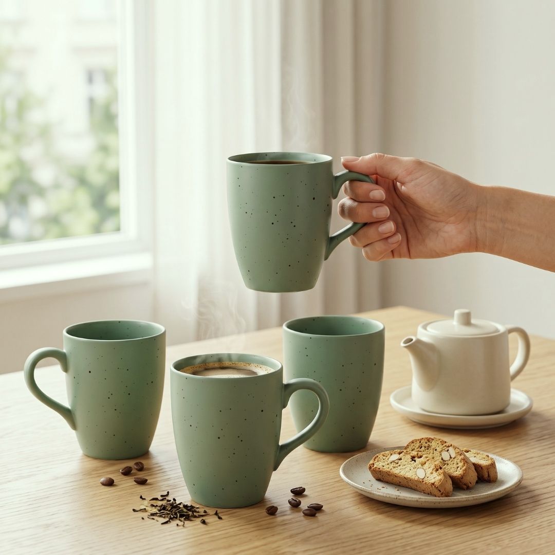 JCPL Porcelain Milk & Coffee Mug (Set of 4) Matte Finish Mugs for Home, Office & Gifting, 270 ml