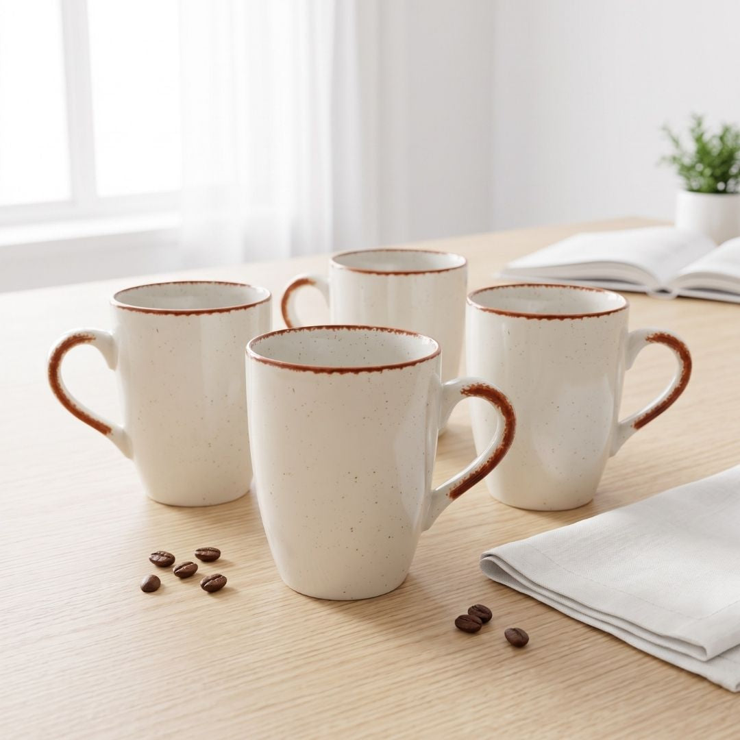 JCPL Porcelain Milk & Coffee Mug (Set of 4) Matte Finish Mugs for Home, Office & Gifting, 270 ml