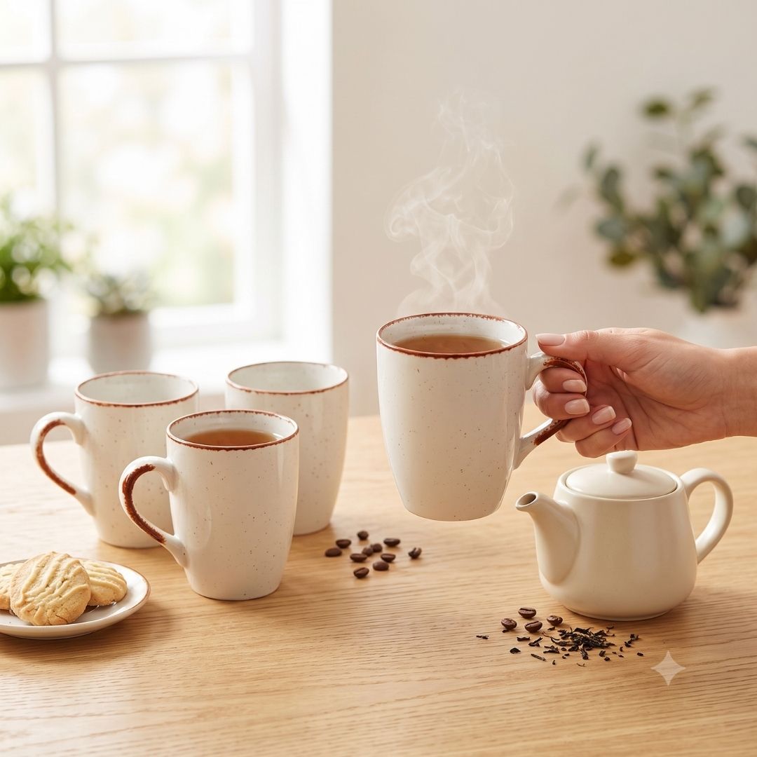 JCPL Porcelain Milk & Coffee Mug (Set of 4) Matte Finish Mugs for Home, Office & Gifting, 270 ml