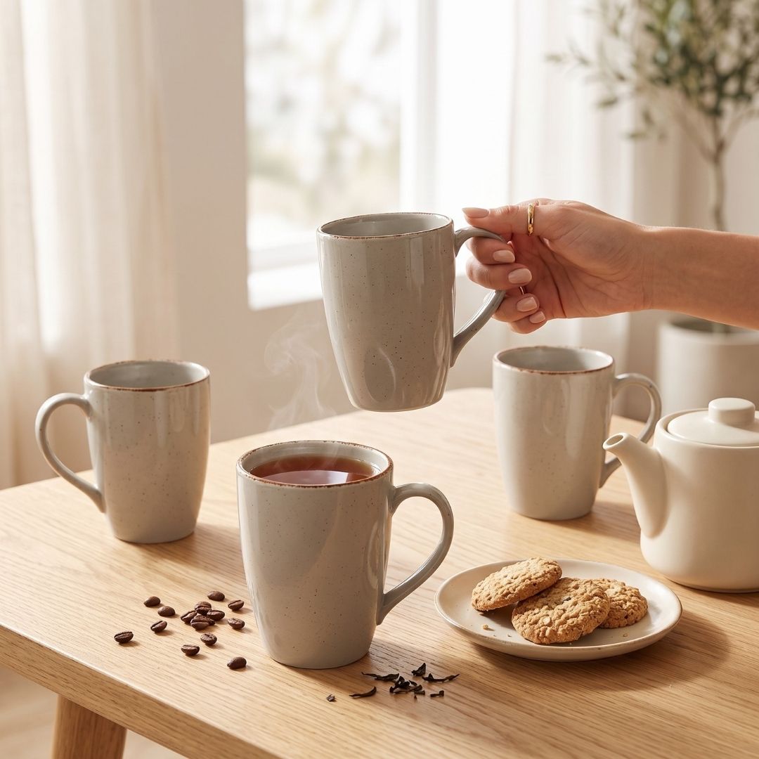 JCPL Porcelain Milk & Coffee Mug (Set of 4) Matte Finish Mugs for Home, Office & Gifting, 270 ml