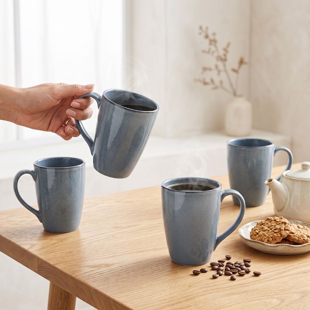 JCPL Porcelain Coffee Mug (Set of 4) Glossy Finish Mugs for Home, Office & Gifting, 270 ml