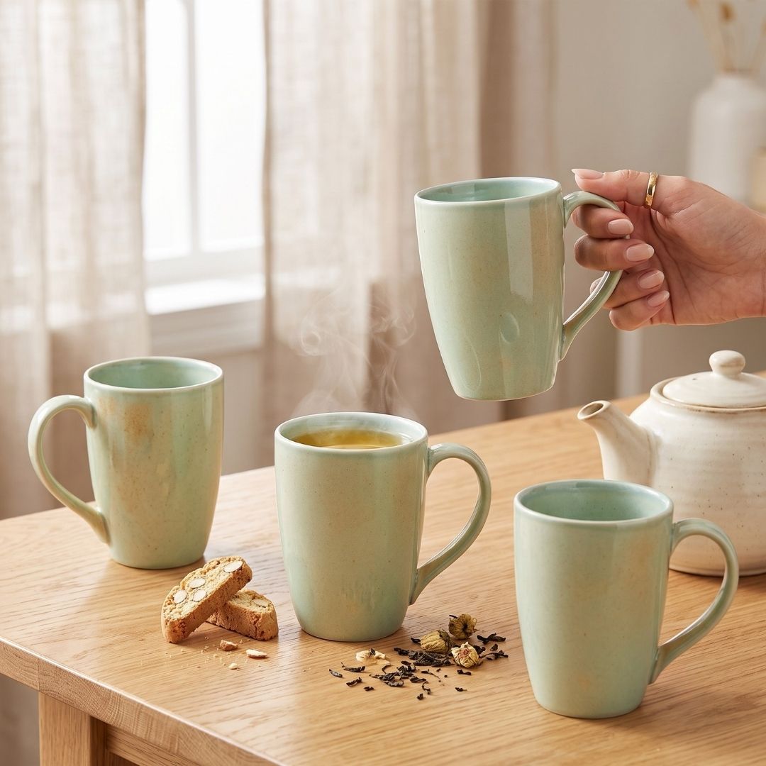 JCPL Porcelain Coffee Mug (Set of 4) Glossy Finish Mugs for Home, Office & Gifting, 270 ml