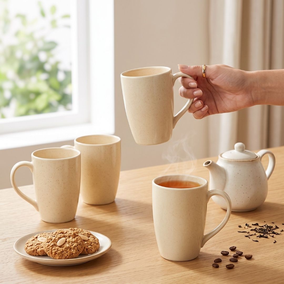 JCPL Porcelain Coffee Mug (Set of 4) Glossy Finish Mugs for Home, Office & Gifting, 270 ml