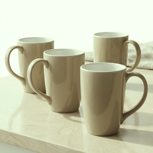 JCPL Porcelain Coffee & Milk Mug, Textures Aroma, Glossy Finish, 270 ml, Set of 4