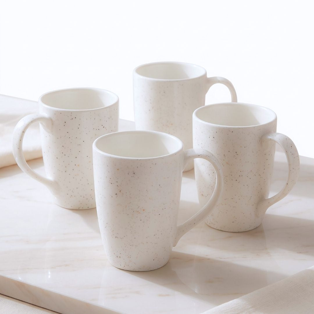 JCPL Porcelain Coffee Mug (Set of 4) Textures Coral Glossy Finish Mugs for Home, Office & Gifting, 270 ml
