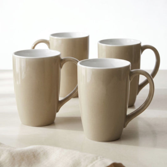 JCPL Porcelain Coffee & Milk Mug, Textures Ground, Glossy Finish, 270 ml, Set of 4
