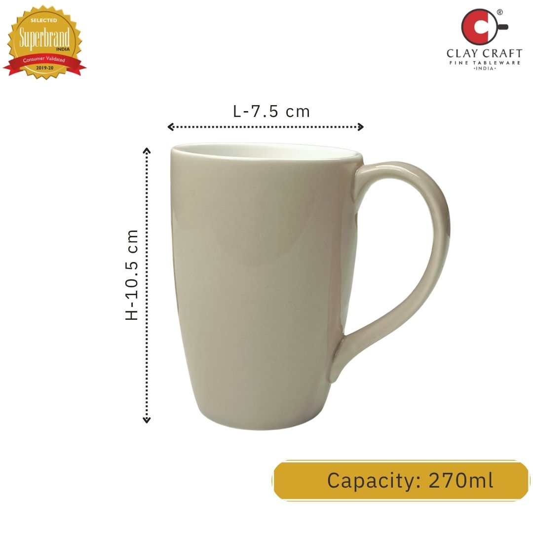JCPL Porcelain Coffee Mug (Set of 2) Textures Ground Glossy Finish Mug for Home, Office & Gifting, 270 ml